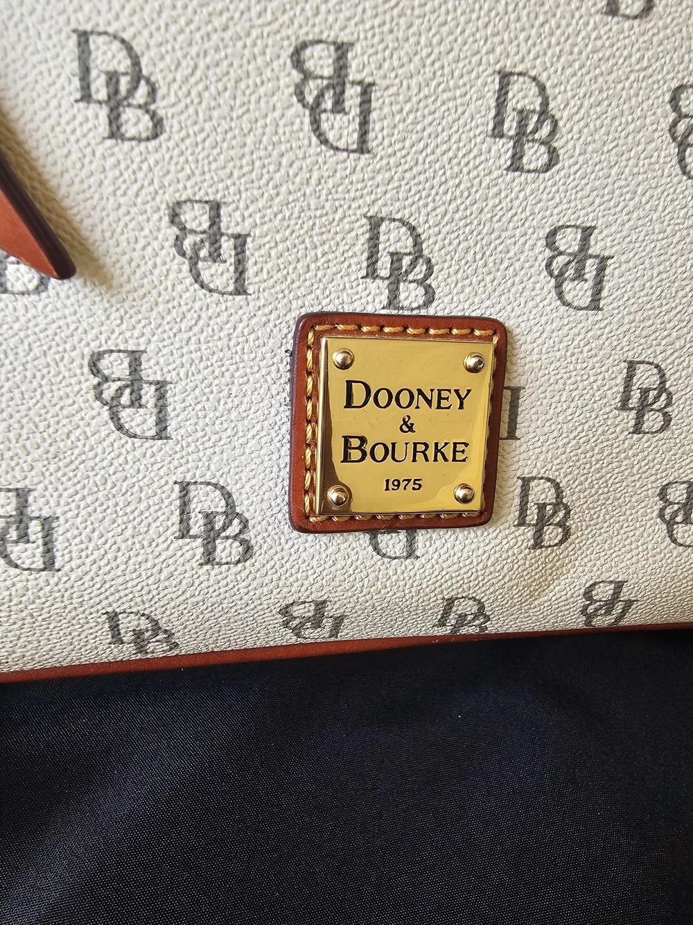 Dooney & Bourke Cream Signature Messenger Bag with Tan Trim